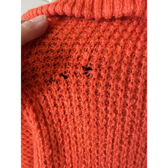 AERIE CozyUp Waffle Quarter Zip Collared Red Orange Sweater XS NWT DEFECT - Picture 9 of 10